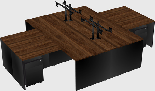 Quad l-shaped office desks