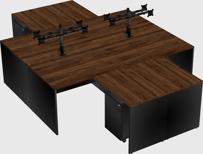 Quad l-shaped office desks