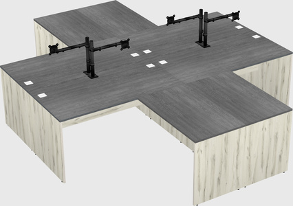Quad l-shaped office desks