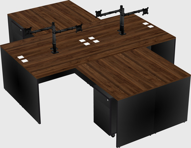 Quad l-shaped office desks