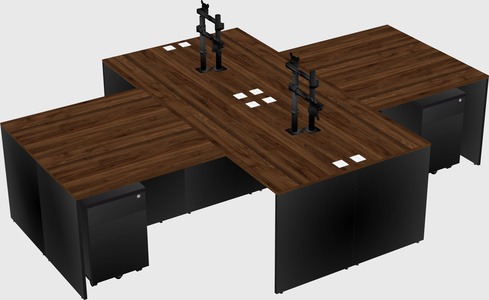 Quad l-shaped office desks