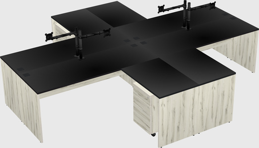 Quad l-shaped office desks