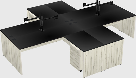Bureaux de bureau quadruples en forme de l