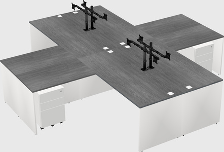 Bureaux de bureau quadruples en forme de l