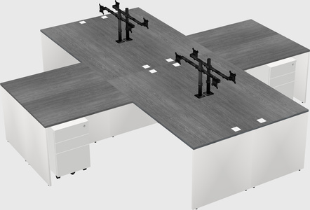 Bureaux de bureau quadruples en forme de l