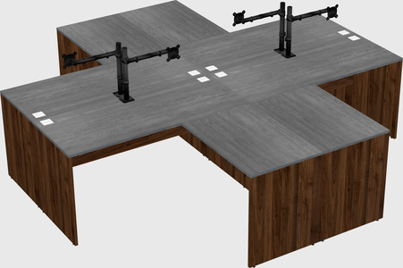 Quad l-shaped office desks