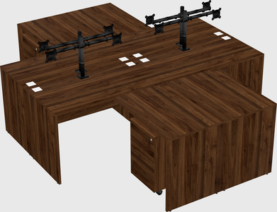 Quad l-shaped office desks