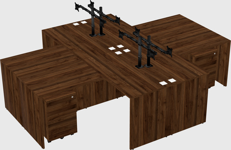 Quad l-shaped office desks