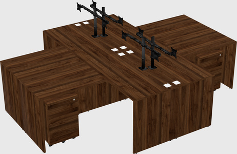 Quad l-shaped office desks