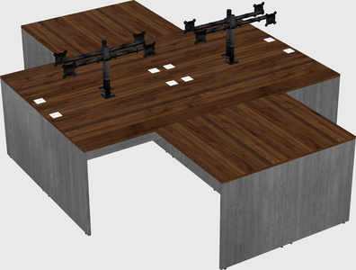 Quad l-shaped office desks