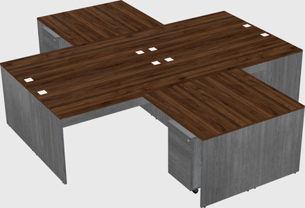 Quad l-shaped office desks