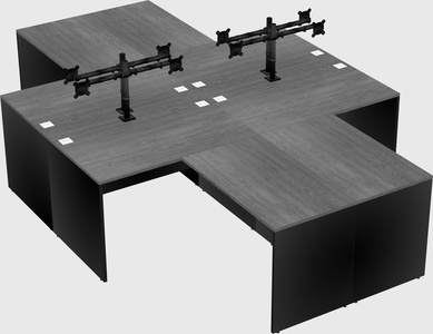 Quad l-shaped office desks