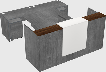 Shared u-shaped reception desks