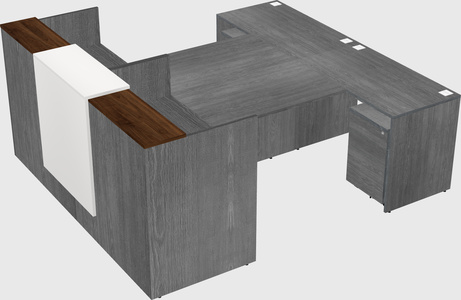 Shared u-shaped reception desks