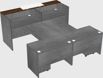 Shared u-shaped reception desks