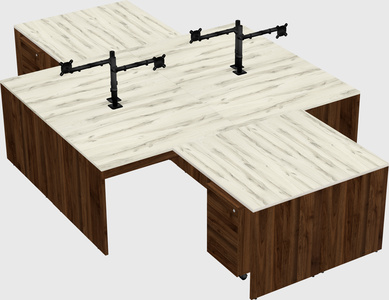Quad l-shaped office desks