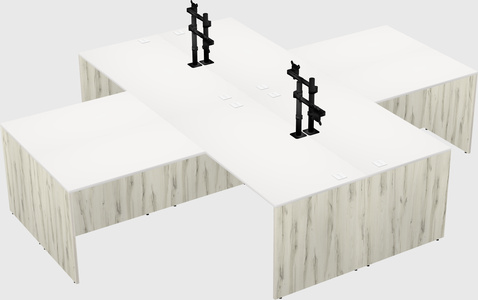 Quad l-shaped office desks