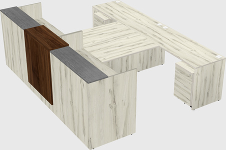 Shared u-shaped reception desks
