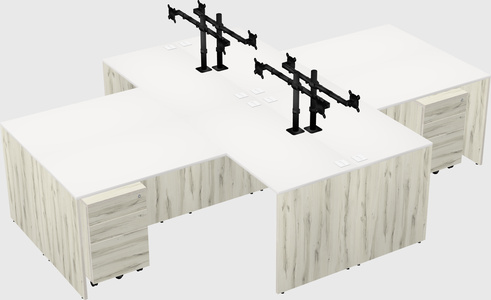 Quad l-shaped office desks