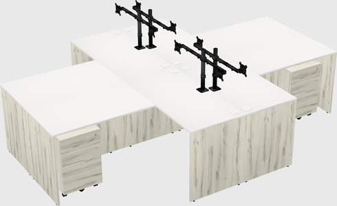 Quad l-shaped office desks