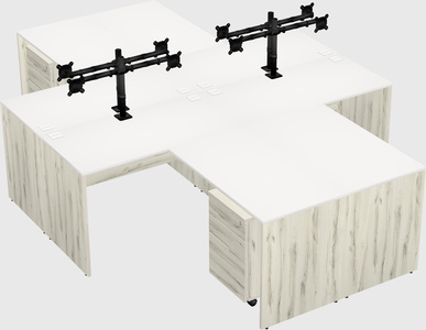 Quad l-shaped office desks