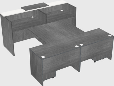 Shared u-shaped reception desks