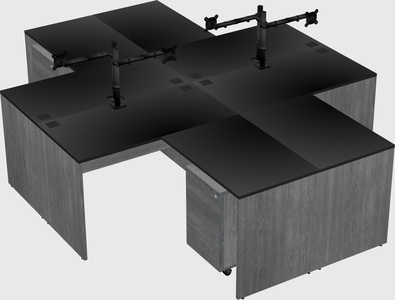 Quad l-shaped office desks