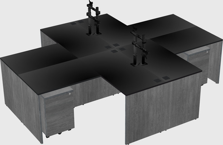 Quad l-shaped office desks