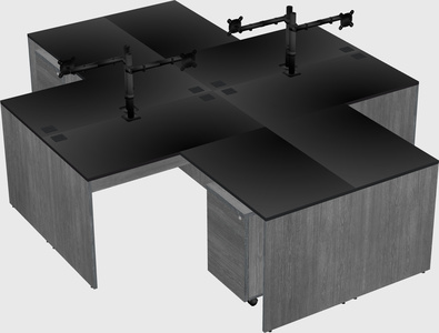 Quad l-shaped office desks
