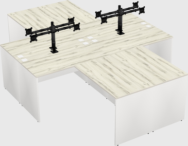 Quad l-shaped office desks