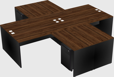 Quad l-shaped office desks