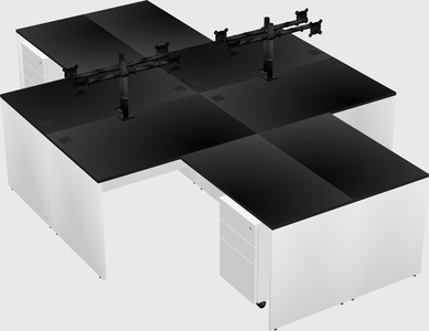 Quad l-shaped office desks