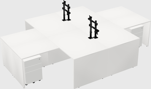 Quad l-shaped office desks