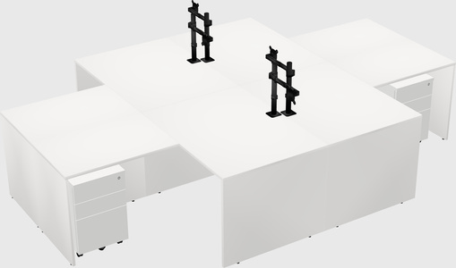 Quad l-shaped office desks