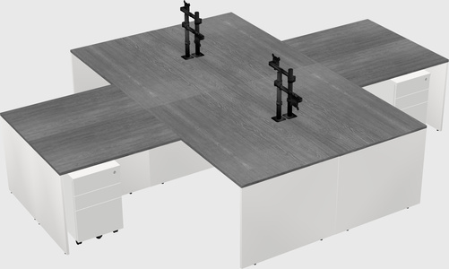 Quad l-shaped office desks