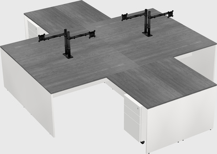 Quad l-shaped office desks