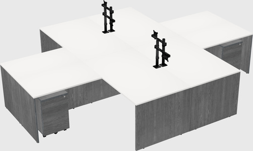 Quad l-shaped office desks