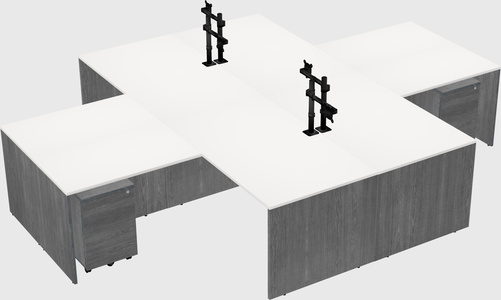 Quad l-shaped office desks