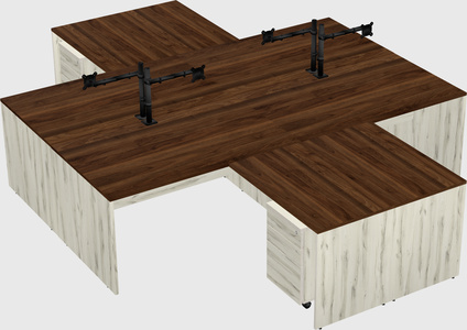 Quad l-shaped office desks