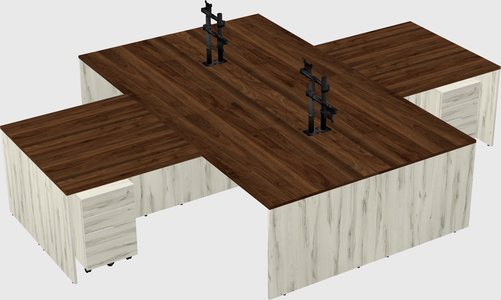 Quad l-shaped office desks
