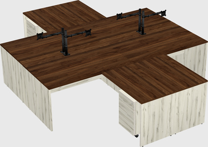 Quad l-shaped office desks