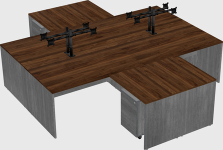 Quad l-shaped office desks