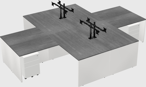 Quad l-shaped office desks