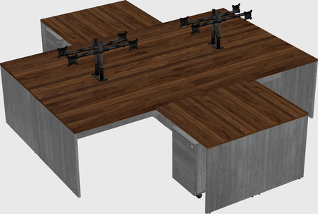 Quad l-shaped office desks