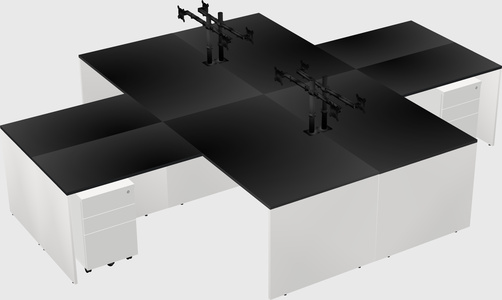 Quad l-shaped office desks