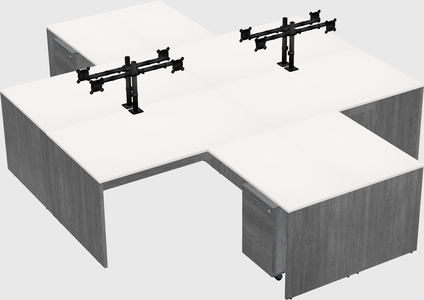 Quad l-shaped office desks