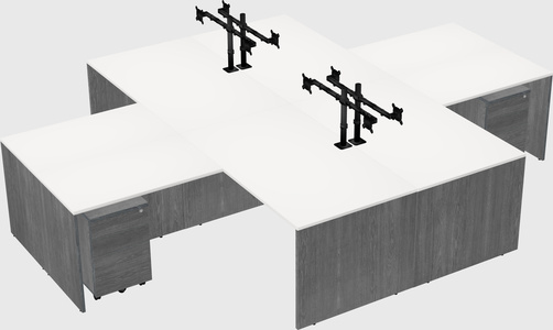 Quad l-shaped office desks