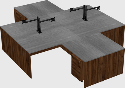 Quad l-shaped office desks