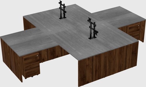 Quad l-shaped office desks