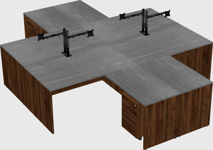 Quad l-shaped office desks